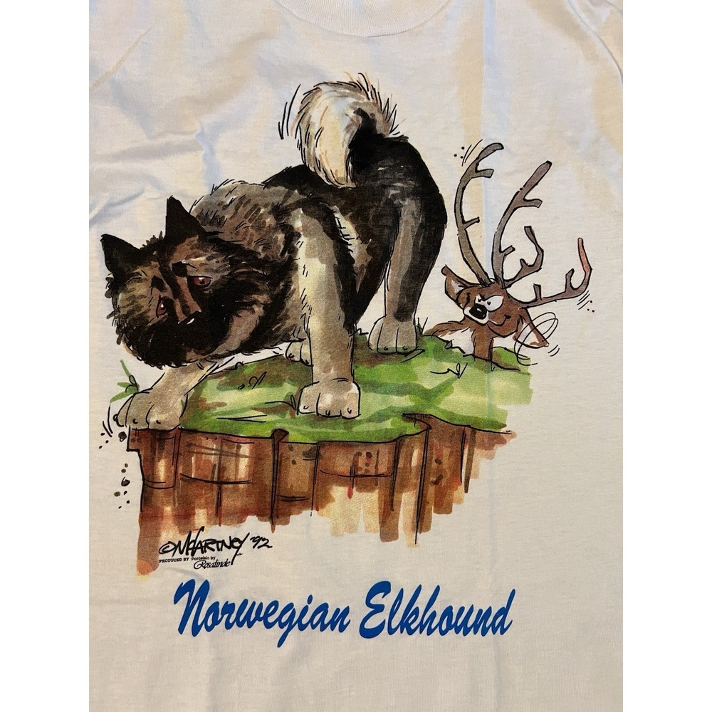Vtg 1992 McCartney Rosalinde Norwegian Elkhound Single Stitch Shirt Large F38